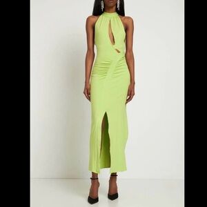 Lime green halter dress with cutouts